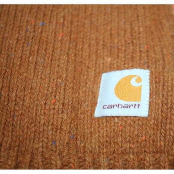 Carhartt WIP Anglistic Crewneck Sweater Mens XS Duck Brown Wool-Blend Heritage - Picture 2 of 8